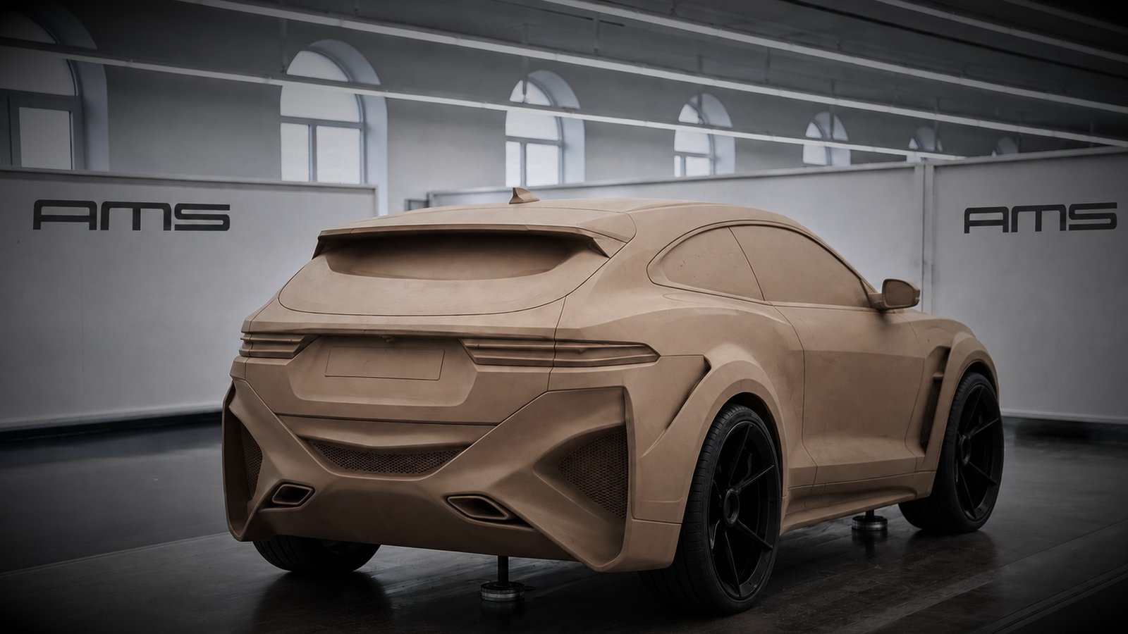 Full-size automotive clay model in the AMS SVO studio